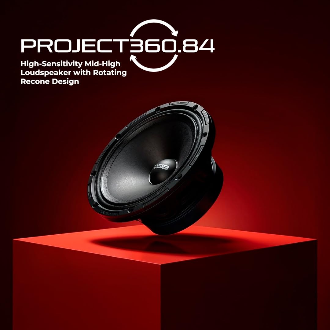 DS18 PROJECT360 Altavoz medio alto de alta sensibilidad de 8 pulgadas - 300 W RMS 4 ohmios - Diseño giratorio de Recone para una reparación rápida