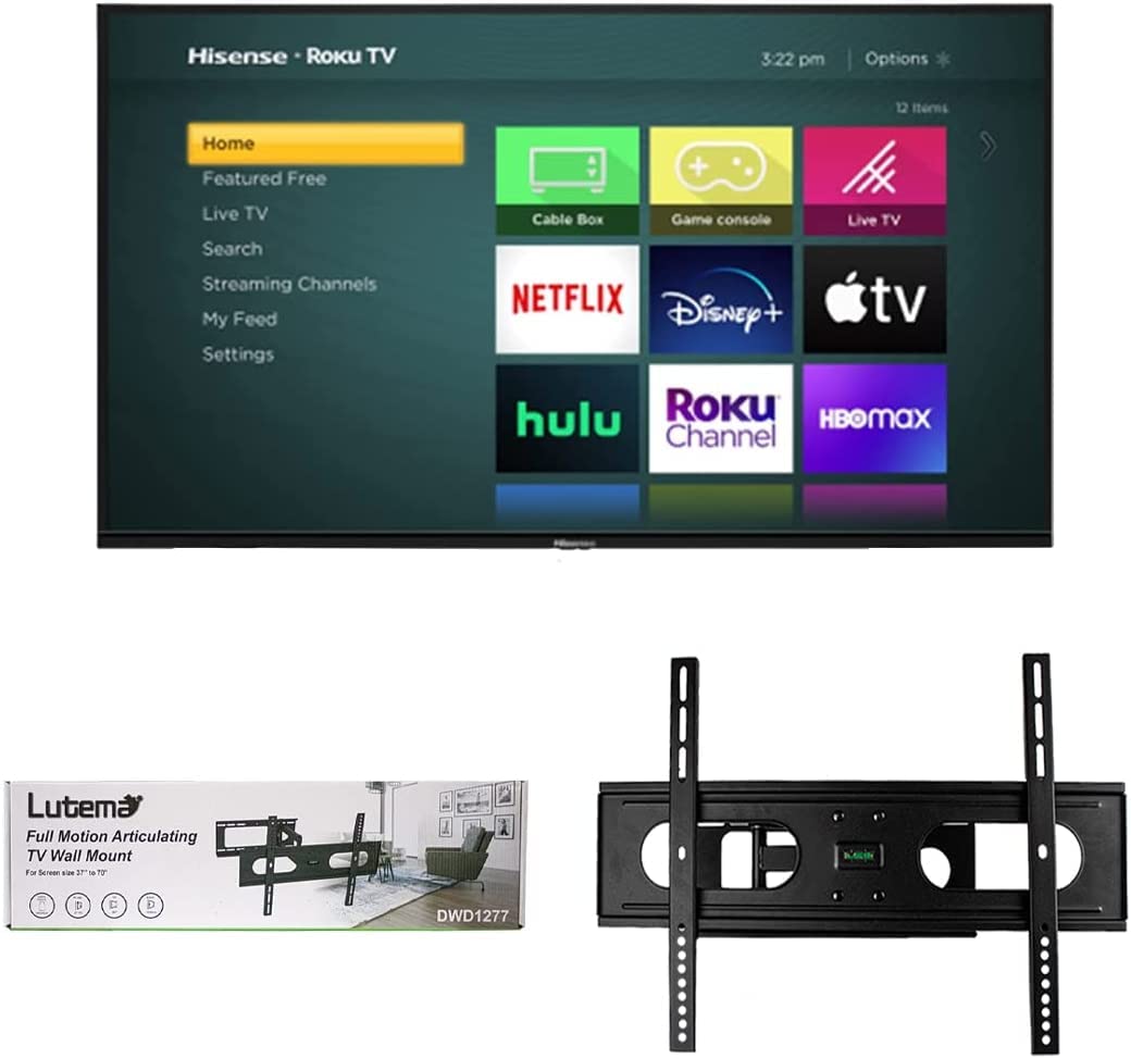 Hisense Television de 75 Pulgadas Serie R Class 4K Ultra HD, Pantalla LED Smart Roku TV con HDR Modo de Juego Funciona con Asistente Google y Alexa + Soporte de Pared (Sin Bases) (Reacondicionado)