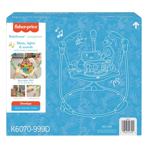 Fisher-Price Saltador Animalito de la Selva con luces y sonidos para bebé +1 año (Mattel K7198), Exclusivo en Amazon