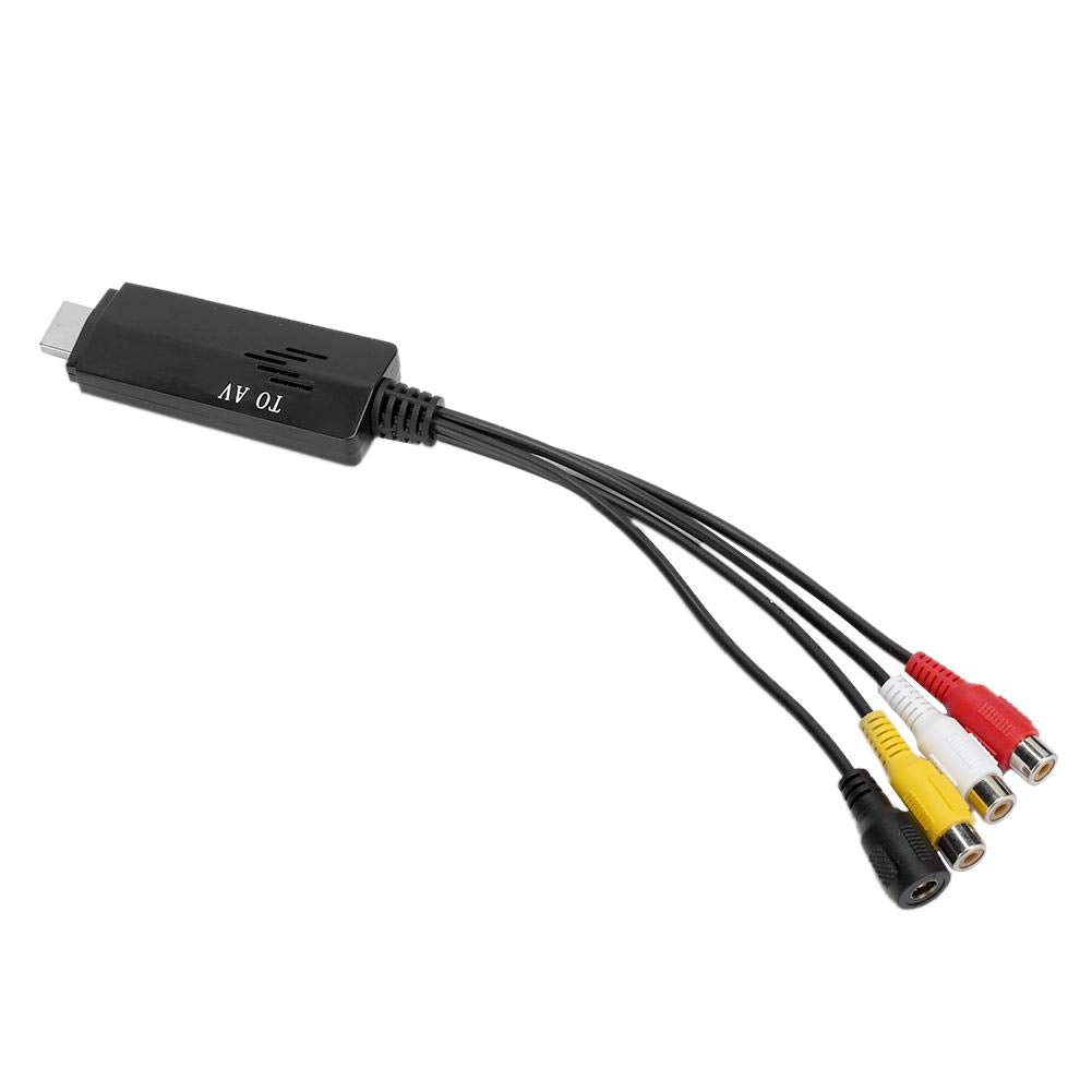 Hakeeta HDMI a AV Adaptador de convertidor de Video de Alta definición Cable Macho a Hembra Convertidor de Cable RCA, Adecuado para TV, VHS, VCR, Grabador de DVD (Negro).