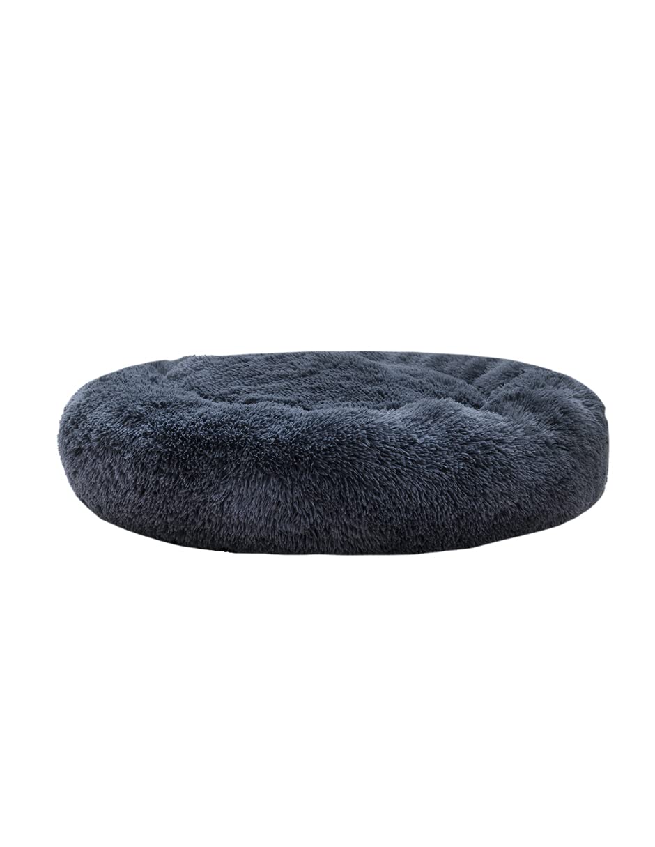 Cama para Perros PET TO BED Dark Grey Antiestrés Redonda Esponjosa Afelpada Large