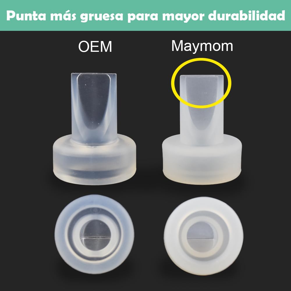 Válvulas tipo pico de pato Maymom compatibles con extractores Ameda MYA Joy y Purely Yours; empaque comercial sellado de fábrica