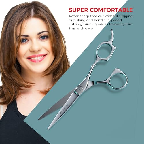 Tijeras de corte de pelo Suvorna de 6,5 pulgadas para profesionales, barberos y peluqueros, tijeras de pelo extremadamente afiladas para cortar y recortar, tijeras de pelo para mujeres y hombres.