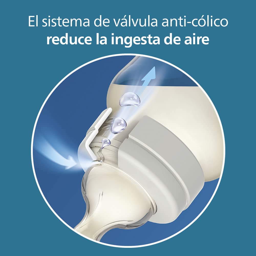 Biberón Philips Avent Anti-colic Azul con Válvula Anticólicos 9 oz Flujo Lento 3 pzs