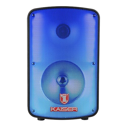 Kaiser Bocina Bluetooth de 8 Pulgadas con Luz Tipo Flama, KSR-Link, Recargable, FM, USB, Micro SD, Aux, Grabación, Micrófono Alámbrico, Control Remoto, Potencia 20W RMS KSW-1108