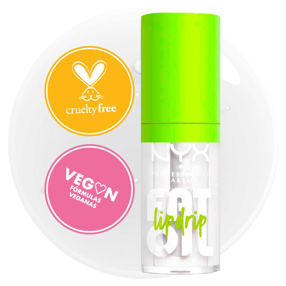 NYX Professional Makeup, Fat Oil Lip Drip Gloss, 4.8ml. Tono: My Main. Brillo labial hidratante con efecto jugoso hasta por 12 horas. Infusionado con aceite de aguacate, mora y frambuesa para una sensación no pegajosa. Fórmula vegana.