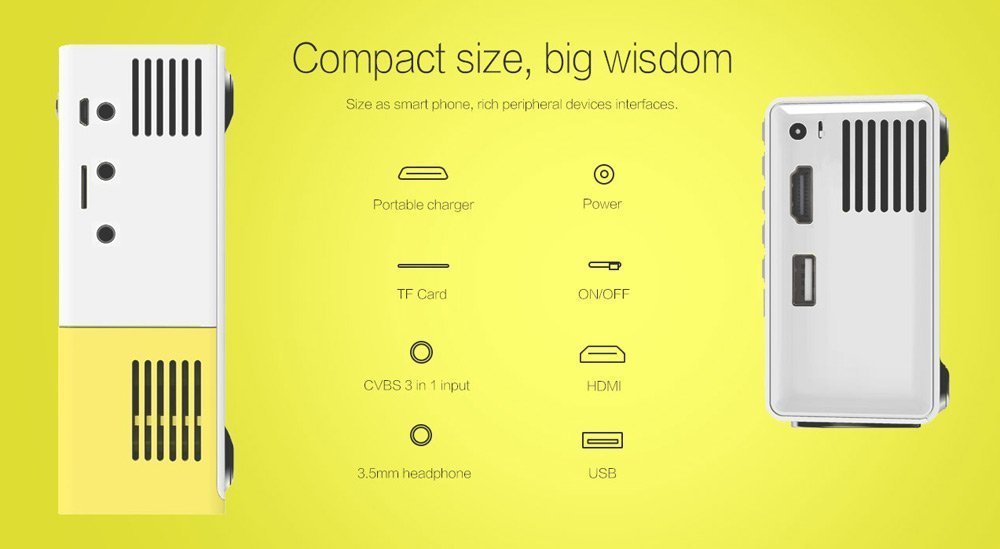 Proyector LED Mini 1080P Portátil para Video Compatible con PC Smartphone HDMI