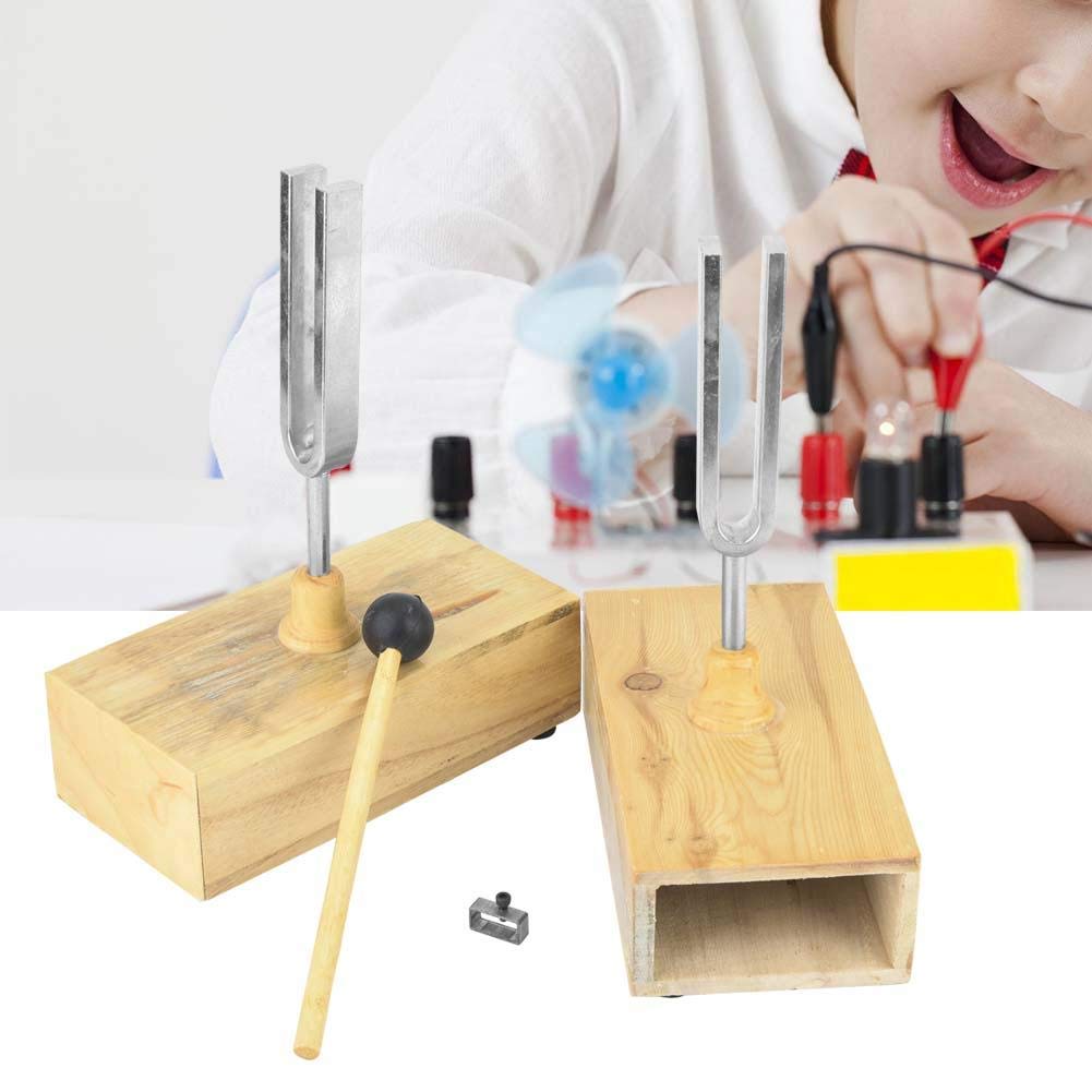 Diapasón, diapasón de viruta 440HZ con caja de resonador de madera y aldaba para diversos experimentos, como el sonido de la ocurrencia