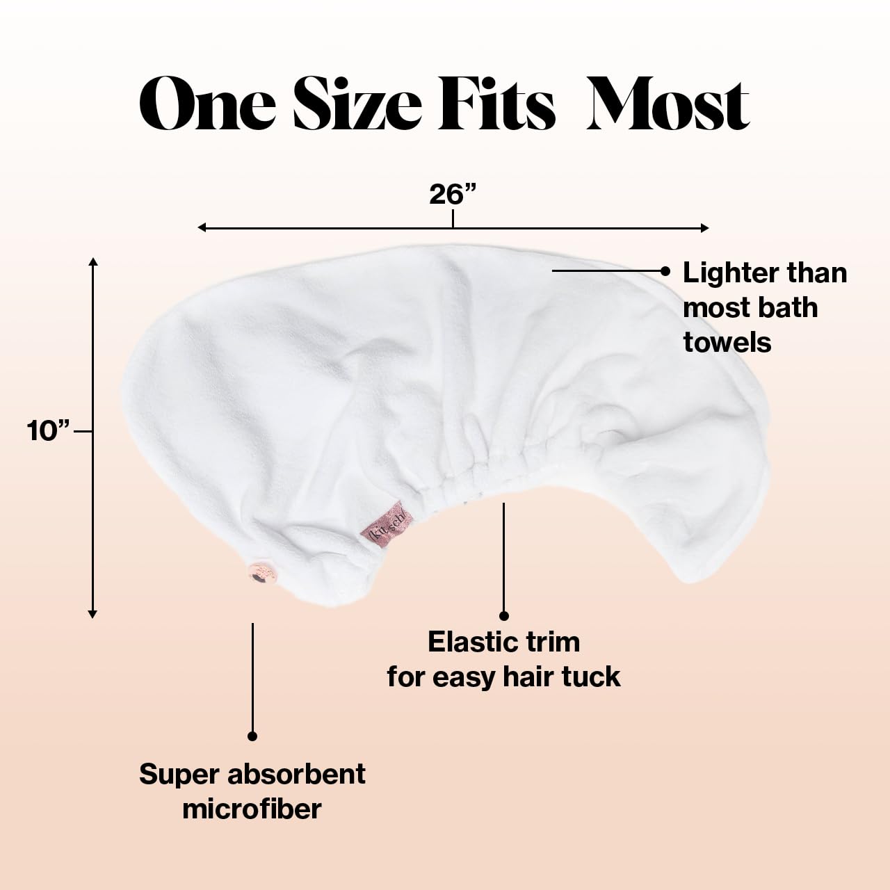 Kitsch Microfiber Hair Towel Wrap for Women- Hair Turban for Drying Wet Hair- Super Absorbent & Ultra Soft (White)