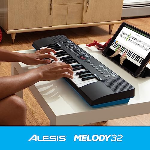 Alesis Melody 32 – Piano eléctrico, piano para niños con 32 teclas, altavoces, Teclado Musical con 300 sonidos, 40 demos, conectividad USB-MIDI