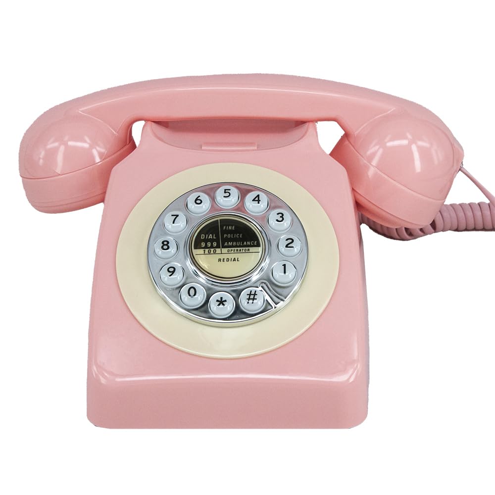 GHYTMTHOT - Teléfonos de línea terrestre para el hogar, teléfono con botón de marcación antiguo, utilizado para oficina de hotel y hogar. (Rosa)