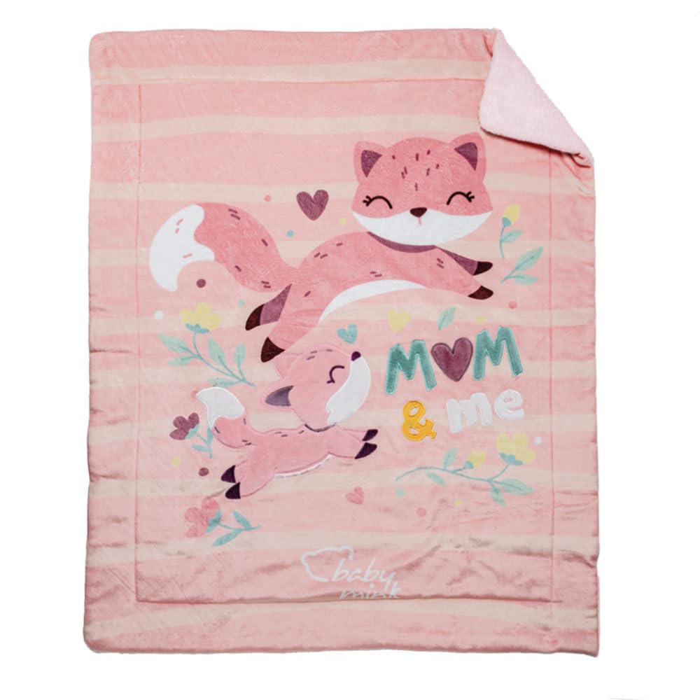Baby Mink Edredón para Bebé con Borrega, Cobertor Suave y Cálido para Descanso (Rosa)