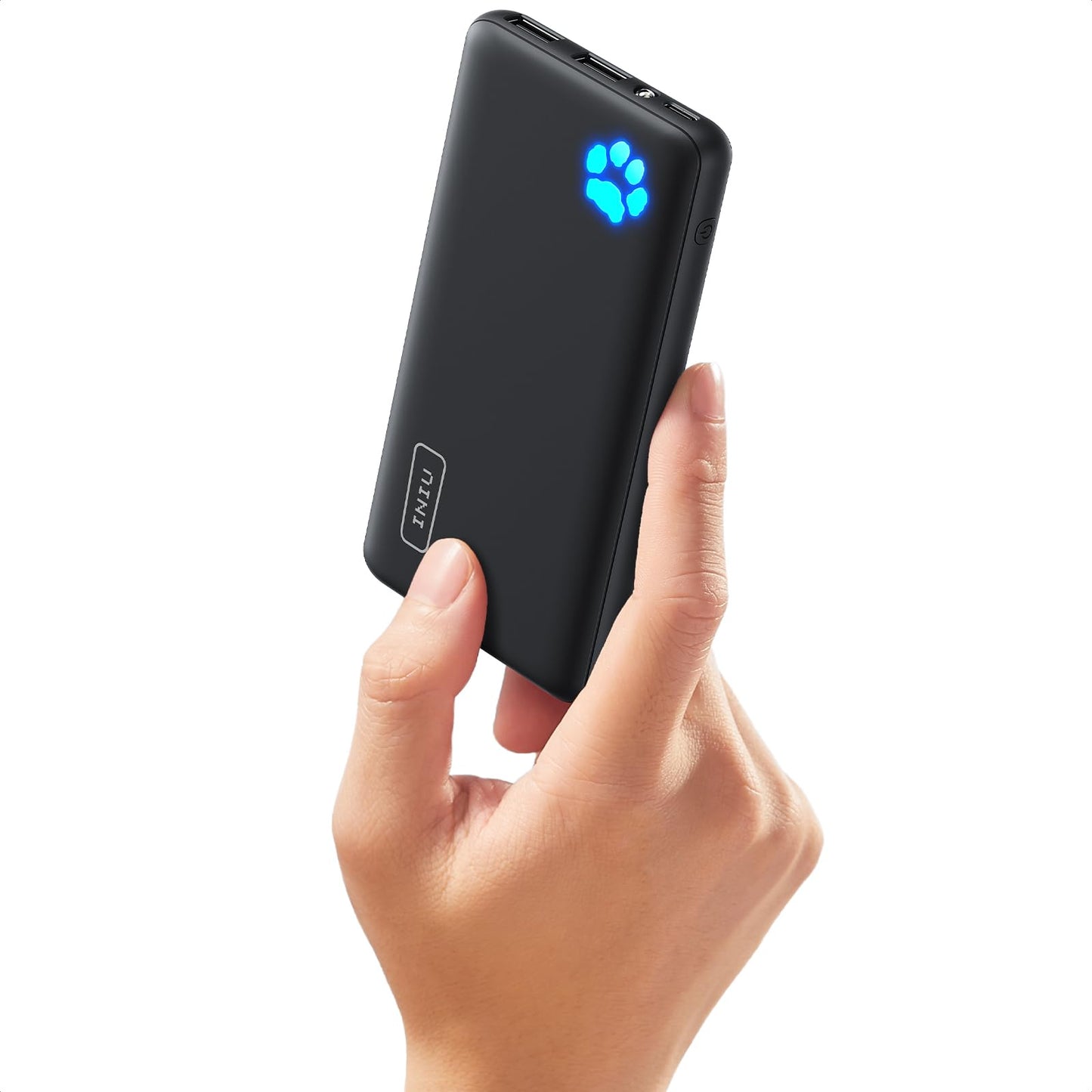 INIU Power Bank, USB C más Delgado 10000mAh Bateria Portatil, Triple 3A de Alta Velocidad Pila Portatil de Linterna Compatible con iPhone 16 15 14 13 12 11 Pro Samsung S21 S20 Xiaomi Google LG iPad