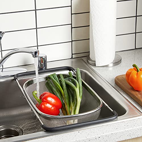 Cuisinart Colador sobre el fregadero, 5.5 cuartos de galón, acero inoxidable, 13 x 9 pulgadas