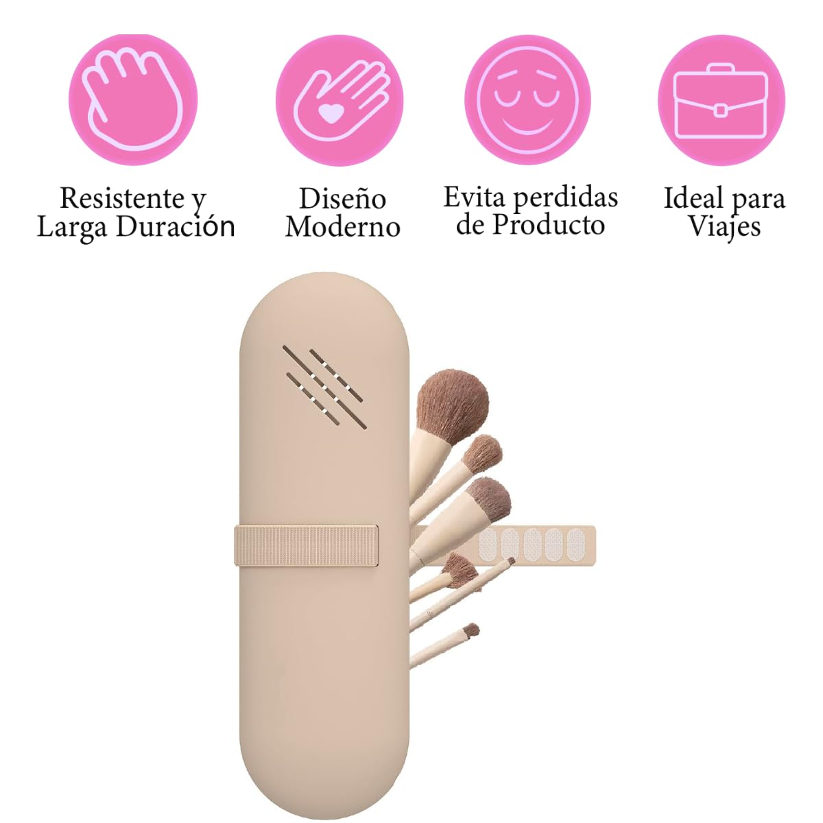 Seviete Funda para brochas de maquillaje con broche Estuche organizador de maquillaje, Neceser. Protección para tus brochas de maquillaje. Soporte de viaje portátil impermeable (Nuez)