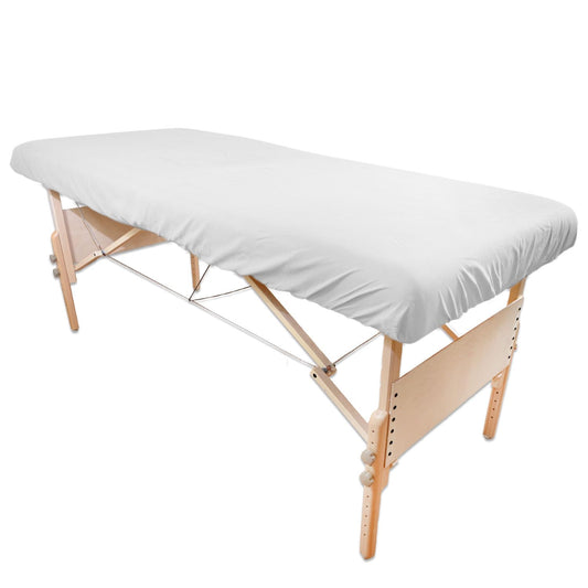 Body Linen Simplicity - Sábanas bajeras de polialgodón para Mesa de Masaje, 180 Hilos, Ajuste Espacioso, Suave y Duradero. Disponible en Blanco, Natural y Gris.