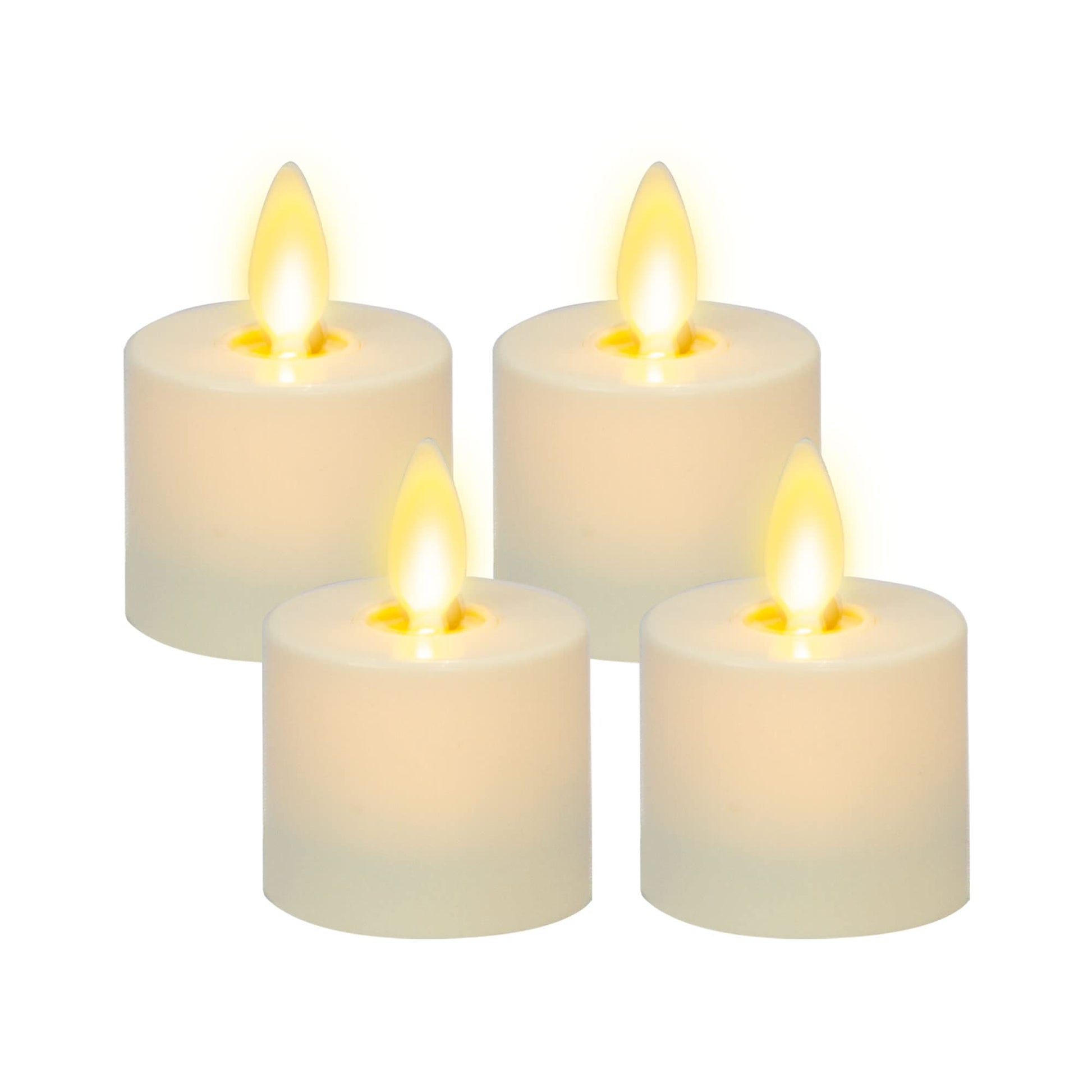 Luminara - Velas sin llama parpadeantes LED cálidas marfil - Decoración para mesa, chimenea - 4 piezas, plástico, color marfil