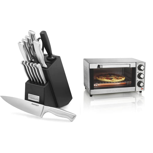 Cuisinart C77SS-15PK Juego de bloque de mango hueco, de acero inoxidable, 15 piezas, asa hueca, 15 Piece, Hollow Handle, 1, 1 + Hamilton Beach 31401 Horno Tostador Eléctrico