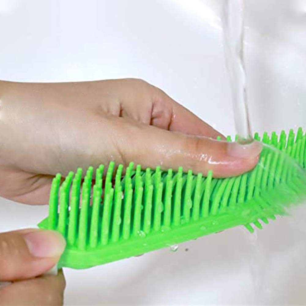 LandHope - Juego de 2 limpiadores de pelo de mascotas, de goma, portátil, para alfombras, ropa, muebles, sofá, asiento de coche, también se utiliza como cepillo de baño para perros y gatos con efecto de masaje (verde + azul)