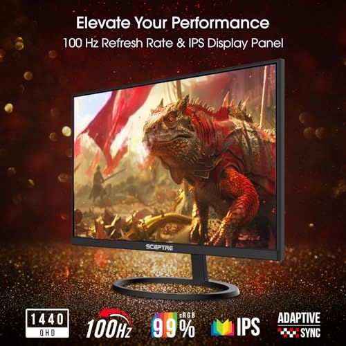 Monitor IPS Sceptre 27 Pulgadas 2K QHD 75Hz Negro con Altavoces Integrados