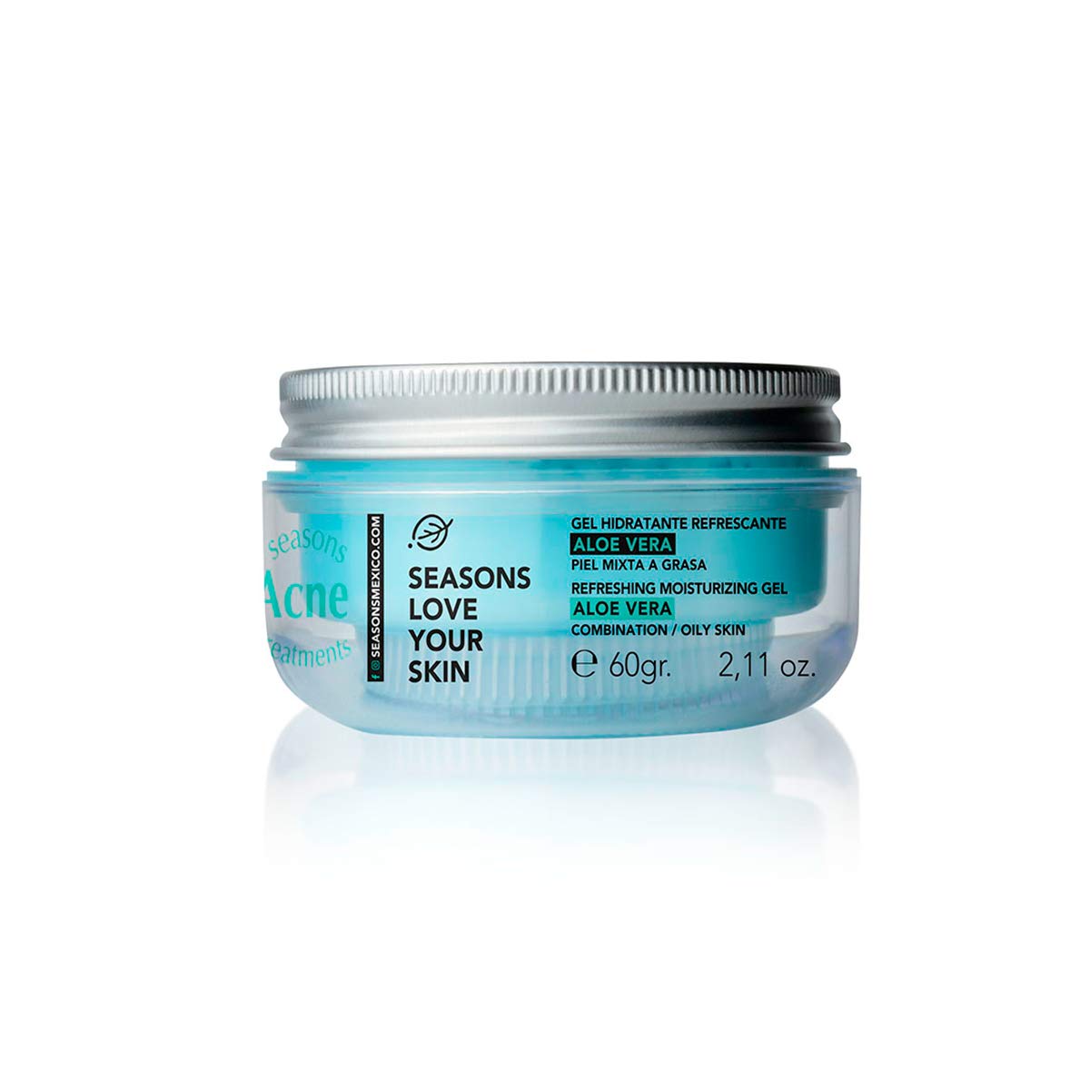 Seasons Love Your Skin Gel Hidratante Facial base agua Ligero 0% grasa Refrescante Rescue Aloe Vera piel mixta a grasa 60 ml