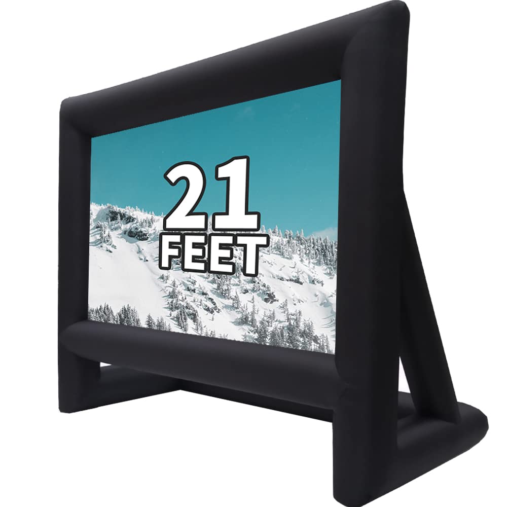 XHYCPY Pantalla de proyección inflable para exteriores de 21 pies, paquete con cuerda, soplador + estacas para tienda de campaña, ideal para diversión en el patio al aire libre en la piscina (21 pies)