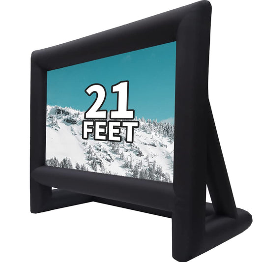 XHYCPY Pantalla de proyección inflable para exteriores de 21 pies, paquete con cuerda, soplador + estacas para tienda de campaña, ideal para diversión en el patio al aire libre en la piscina (21 pies)