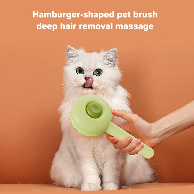 Bauihr Cepillo para Perro y Gato, Autolimpiante Cepillos de Aseo para Mascotas, Cepillo para Gato Quita Pelo con Flexible de Acero Inoxidable y Puntos de Goma para Depilación, Masaje y Peinado de Mascotas