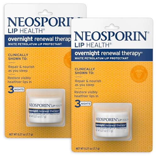 Terapia Nocturna de Renovación para Labios Neosporin Blanco, Hidratante y Protector Labial para Reparar Labios Secos, 2 Pack