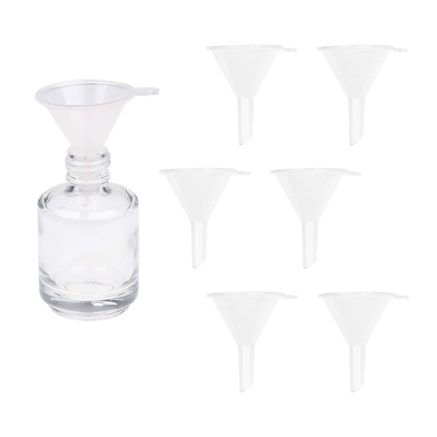 Botellas vacías de esmalte de uñas con cepillos Dupont – Juego de 6 – Cristal transparente – Incluye embudos (para un fácil relleno) y bolas de mezcla (para mejores resultados de mezcla) – Haz tu propio esmalte de uñas