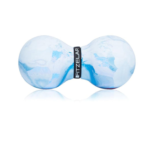 FITZELAR Bola de masaje doble lacrosse para liberación miofascial, certificación SGS, tejido profundo de masaje para espalda y hombro, terapia de punto de activación, nudos musculares, bola de masaje de maní para dolor muscular