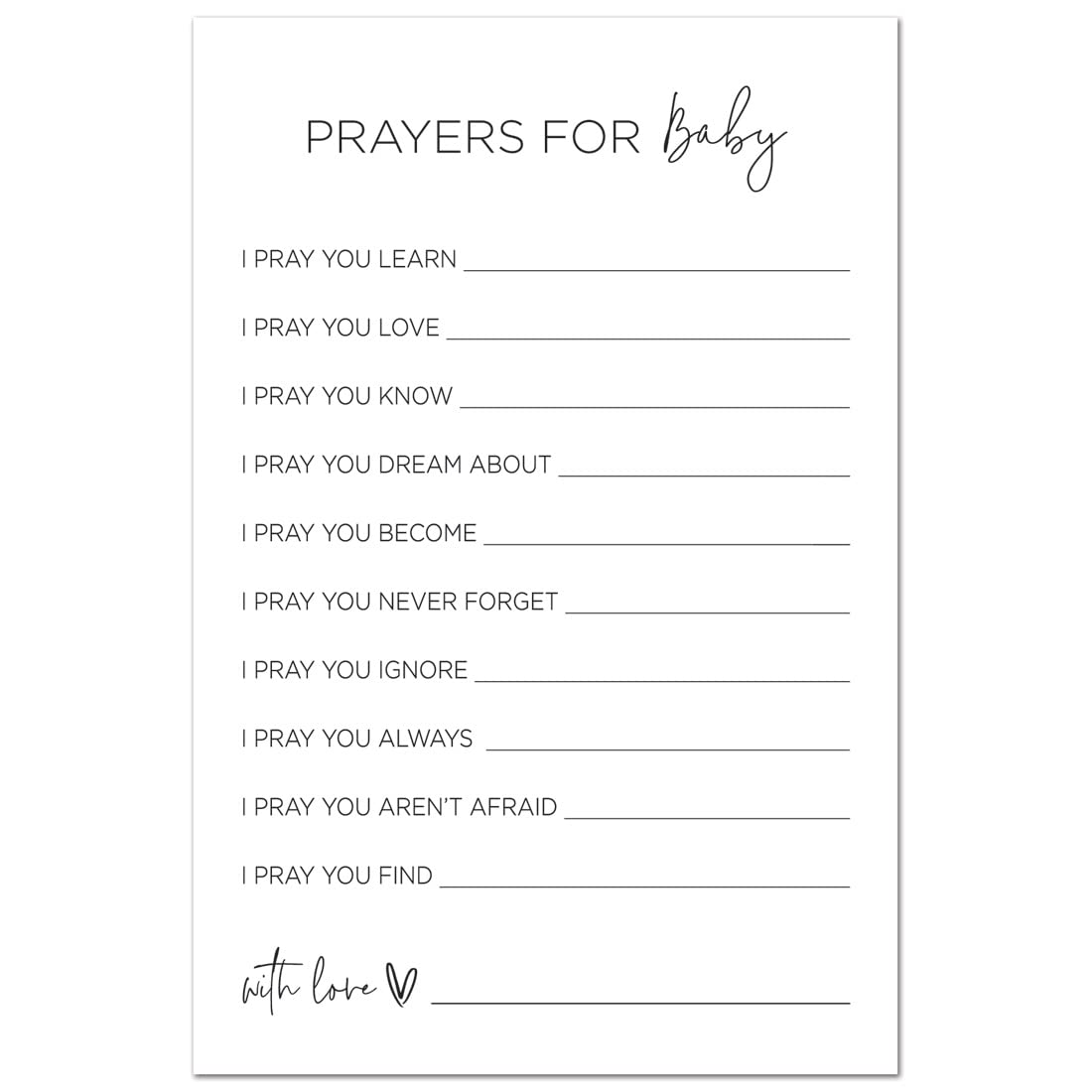 InvitationHouse 48 tarjetas de oración para bebé (minimalista)