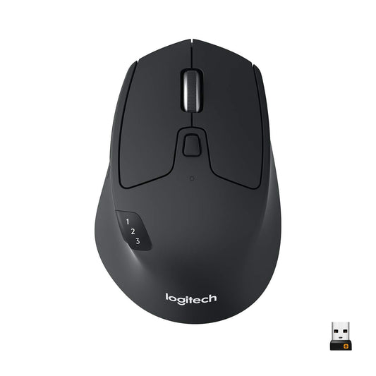 Logitech M720 Triathlon Mouse Inalámbrico Multi Dispositivo, Bluetooth, Receptor USB Unifying, 1000 dpi, 6 Botones Programables, Batería 2 Años, Compatible con Laptop, Mac, iPadOS - Negro