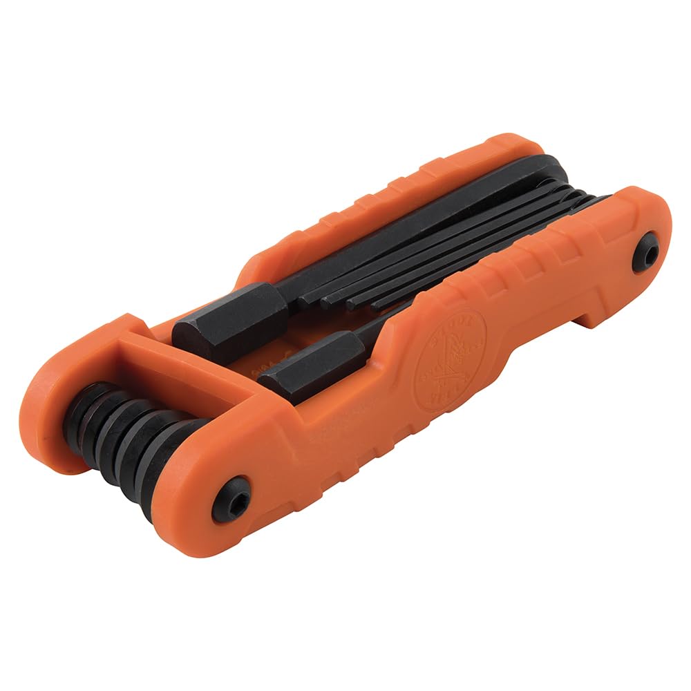 Klein Tools 70550 Juego de llaves hexagonales 11 tamaños SAE, herramienta de llave Allen plegable resistente con llaves hexagonales extralargas