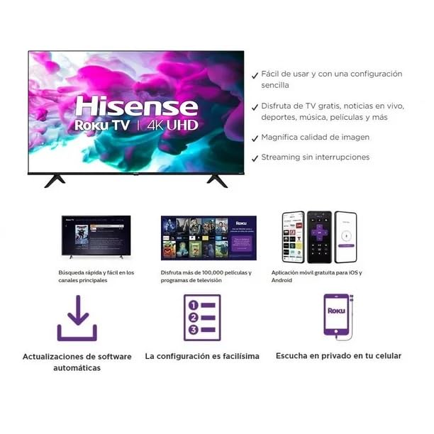 Televisor LED Hisense 43 Pulgadas 4K Ultra HD Serie R Smart Roku con HDR Modo de Juego para Asistente Google y Alexa