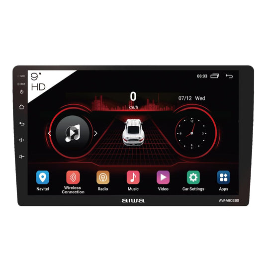 Autoestéreo Aiwa Android 11 QLED 9 Pulgadas Negro con Bluetooth CarPlay y Cámara de Reversa