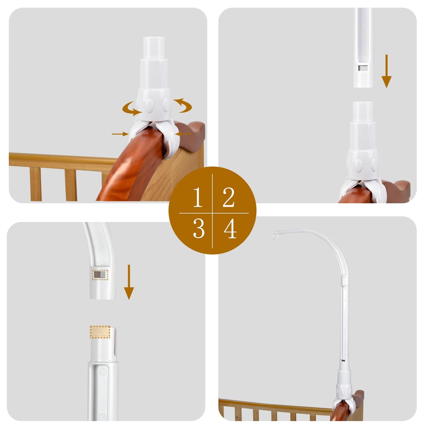 HLEEDUO DIY 60cm Baby Crib Mobile Bed Bell Holder Arm Bracket, The Claw Part can be Adjusted Width