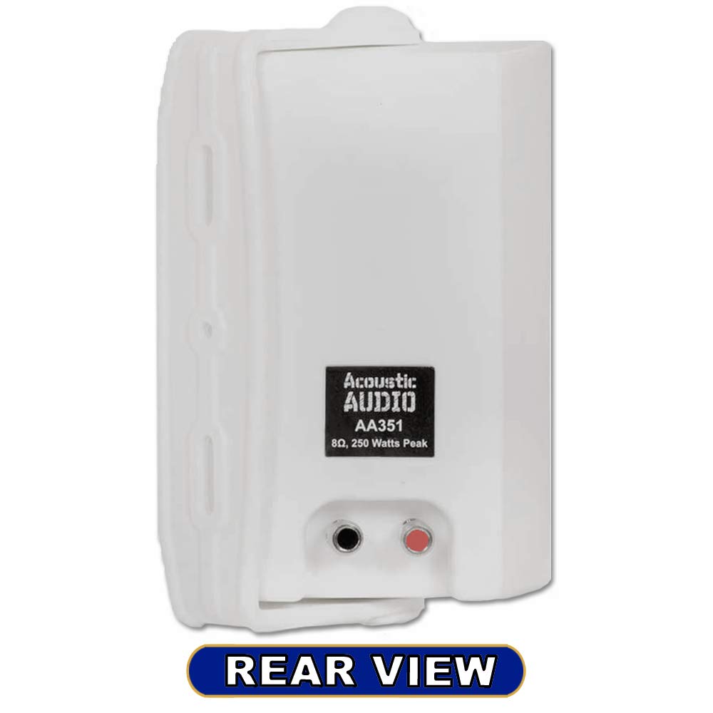 Bocinas Acoustic Audio blancas AA351W para Interiores y Exteriores, juego de 2