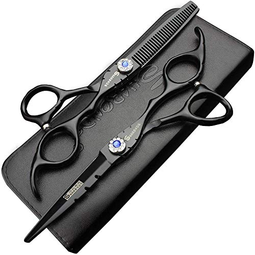 SHARONDS Juego de tijeras de 15.24 cm de acero inoxidable 440C de alta dureza para cabello de salón de peluquería, herramienta de corte y adelgazamiento especial para barberos (juego de tijeras