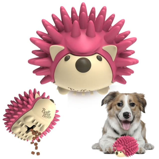 BellaBoo Pets - Juguete interactivo para perros para masticadores fuertes – Freddy The Hedgehog todo en uno + dispensador de alimentos lento rompecabezas de coeficiente intelectual para perros + juguete dental para masticar perros de raza mediana y grande