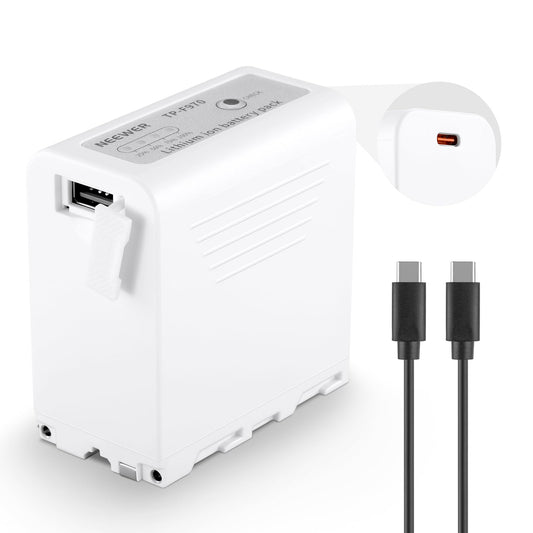 Batería de Repuesto NEEWER Blanco 10500mAh Carga Rápida USB C para Videocámara Sony, Canon y Nikon