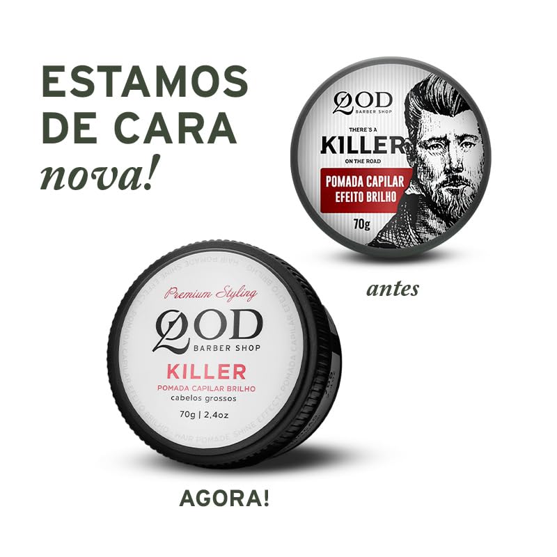 Pomada capilar Killer Hair Pomade, QOD Barber Shop, Brillo, 70 g