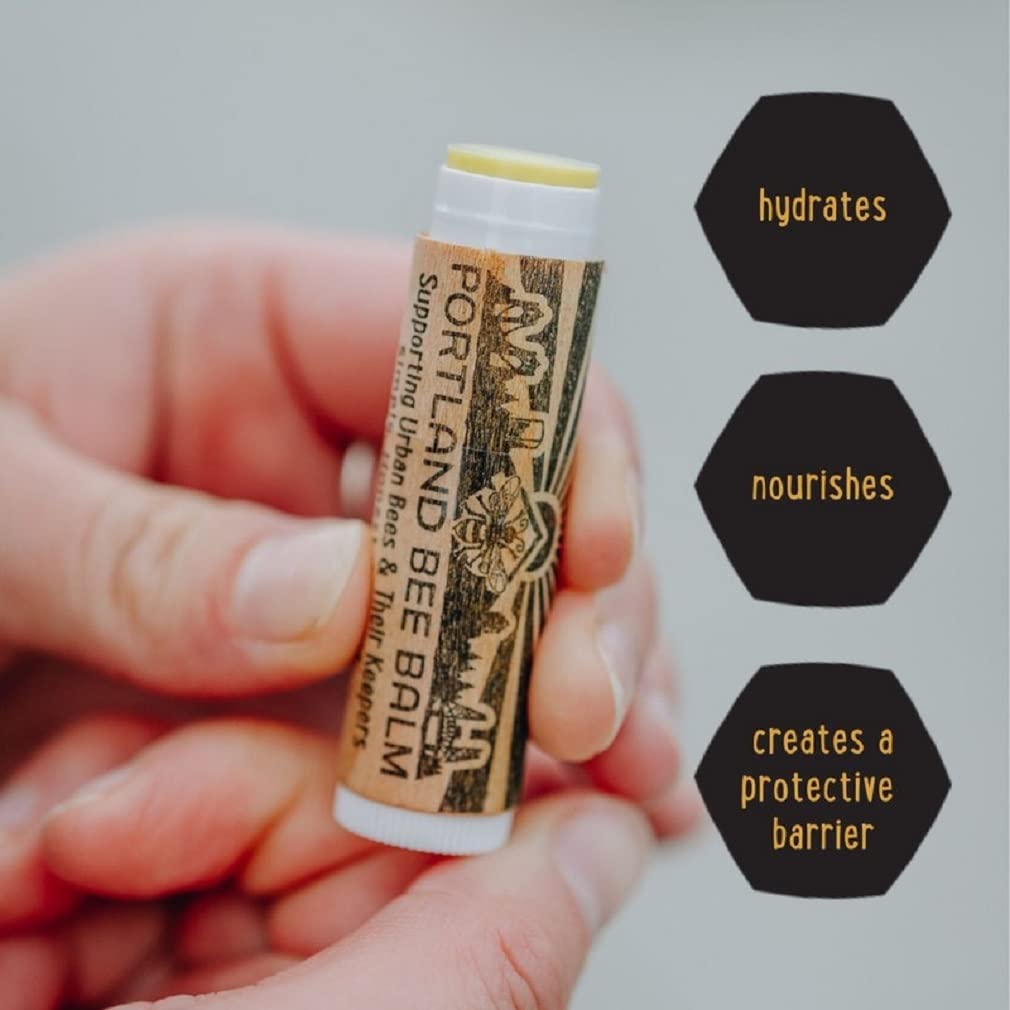 Bálsamo Labial Portland Bee Balm Menta y Rosa Natural Hecho a Mano 3 Unidades