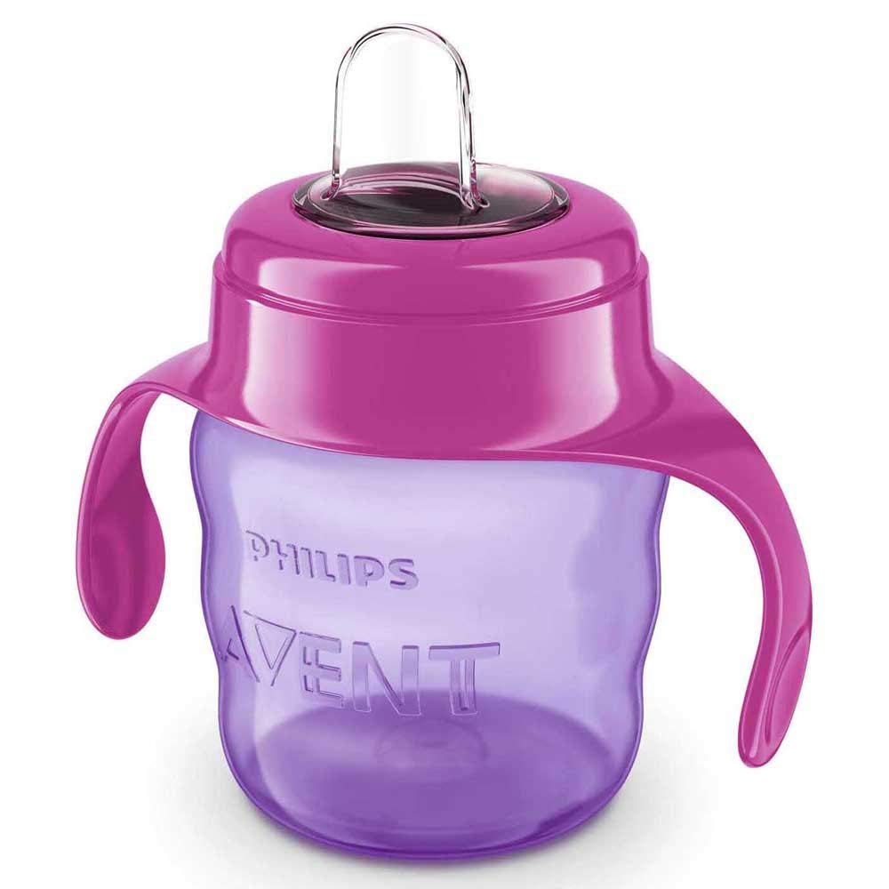 Philips Avent SCF551/03 - Vaso con boquilla de silicona para niña, válvula antigoteo, sin BPA, para 6 meses, 200 ml, color rosa