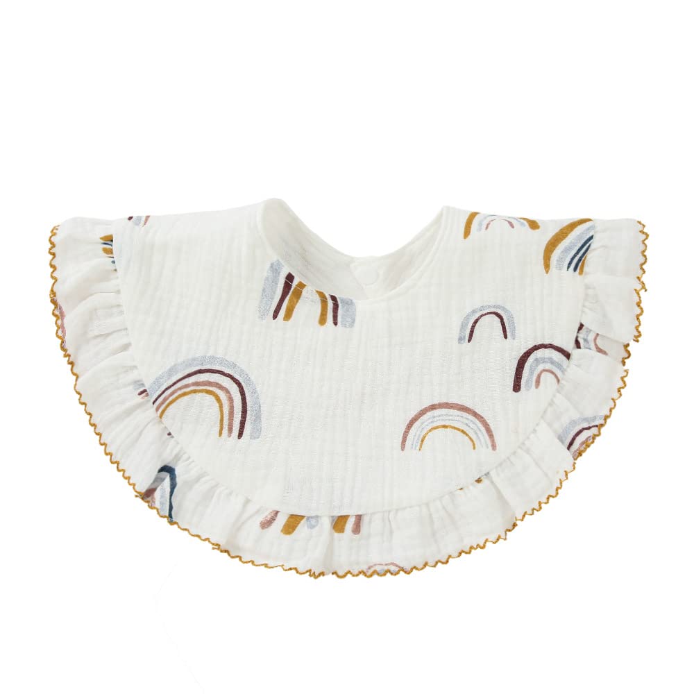 Nishine 4 baberos unisex de muselina para bebé, baberos giratorios de algodón de 360 grados, para dentición, alimentación y baberos para niño y niña, Conjunto Amarillo, One Size Arco Iris