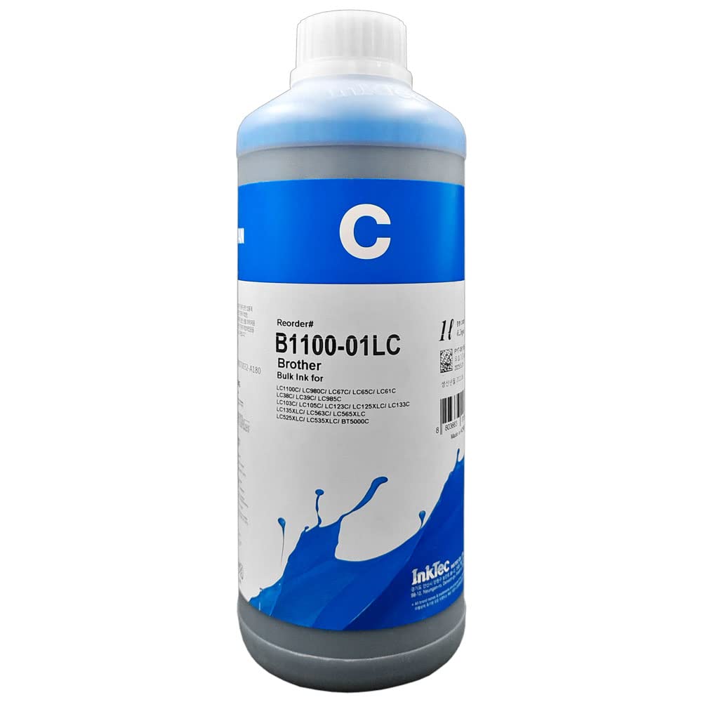 Kit 4 Litros Tinta InkTec B1100 Brother Negro Cyan Amarillo y Magenta Formulada Para Su Uso En Cartuchos Recargables Y En Sistemas De Alimentación Continua CISS PSA COMPUTO Y PAPELERIA