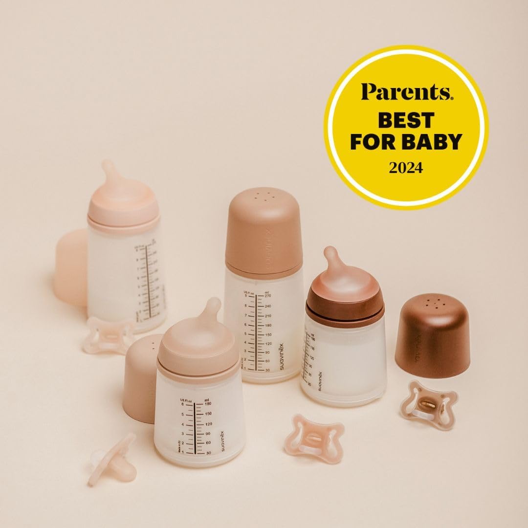 Biberón Anti Cólico Suavinex Medium Beige Flujo Adaptable Paquete de 4