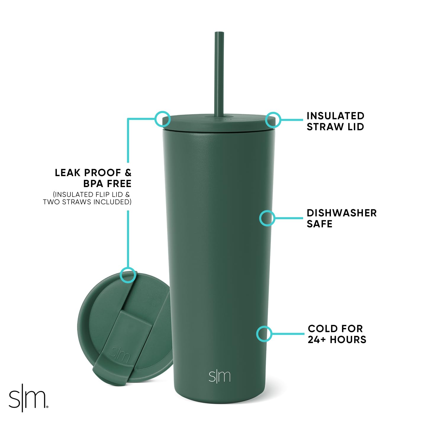 Vaso Térmico Simple Modern Forest Vaso de Café Reutilizable para Viajes 710ml