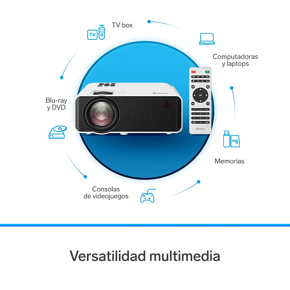 Proyector Multimedia HD Steren PRO-300 7000 Lúmenes Portátil 2 a 5 m