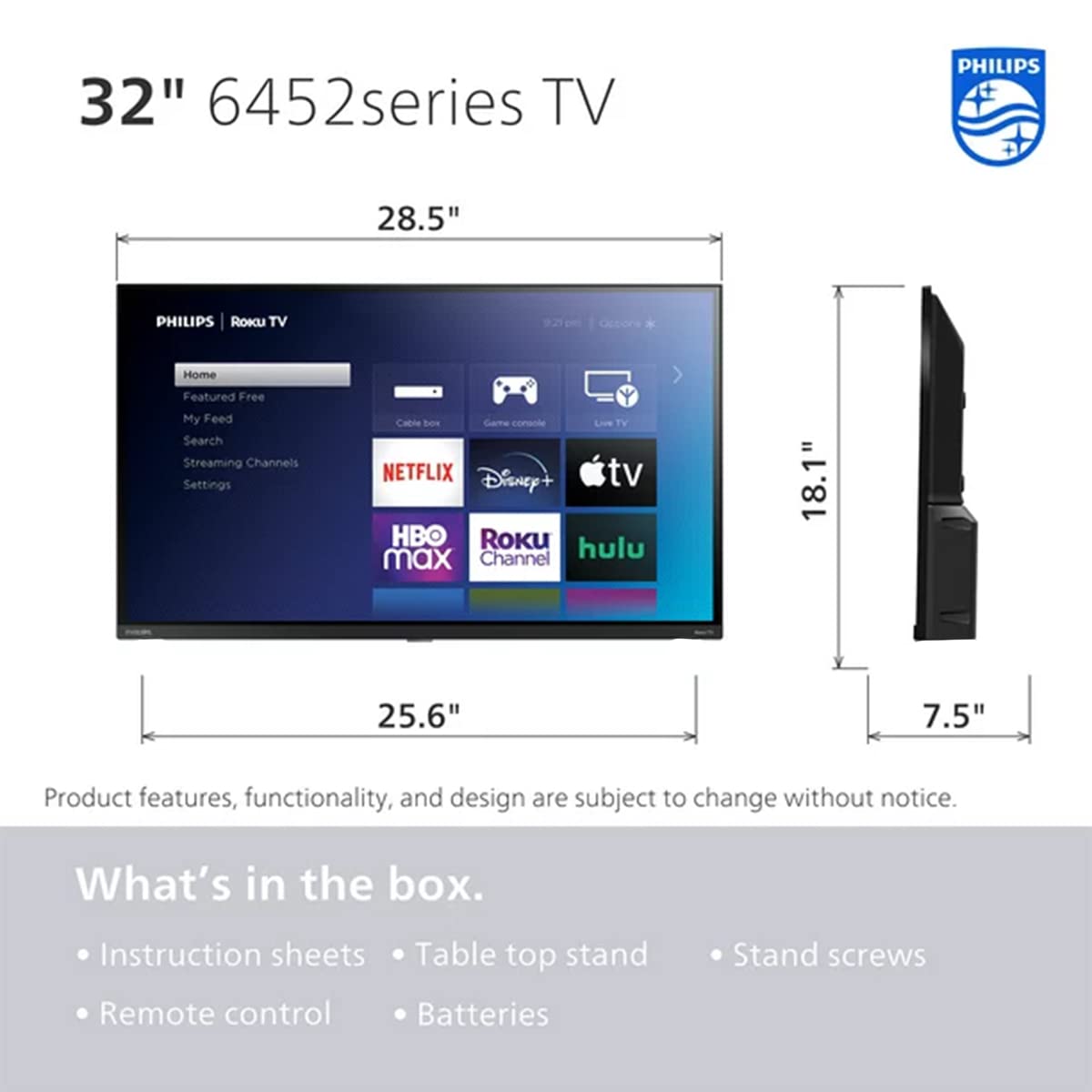 Televisión LED 32 Pulgadas PHILIPS Serie 6000 720p HD Smart TV con Alexa y Asistente Google 60 Hz Soporte Incluido